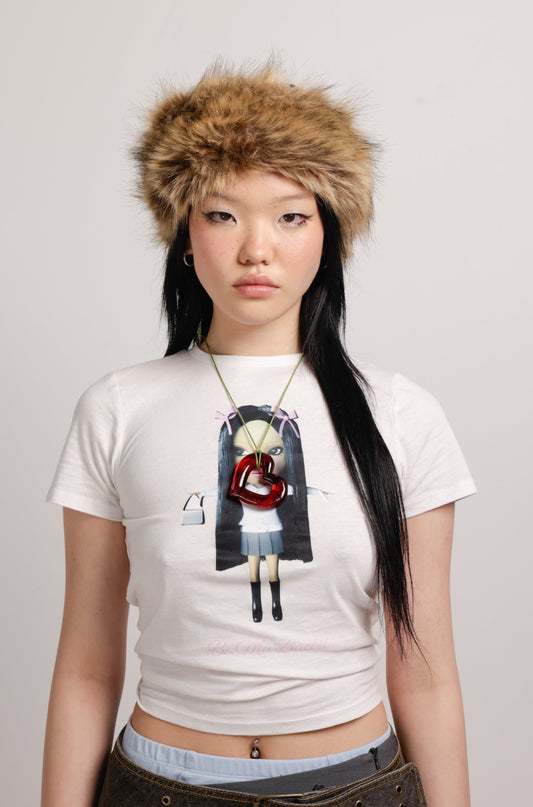 girl wearing tan faux fur headband  | Halo in Tan | Fur Head Warmer | Baobei Label