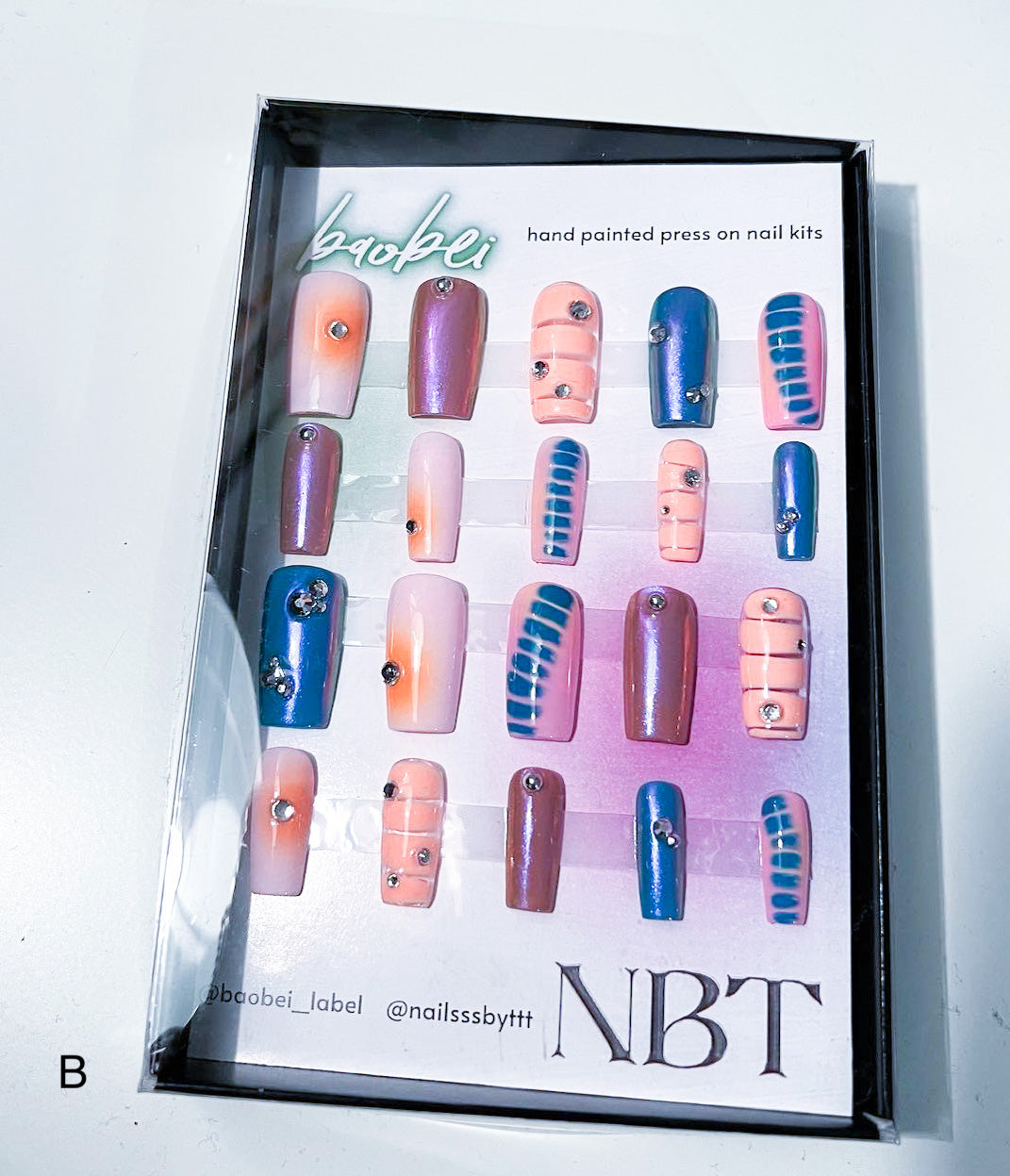 Colourful press on nails in packaging | Press on Nails | Nails By T | Baobei Label