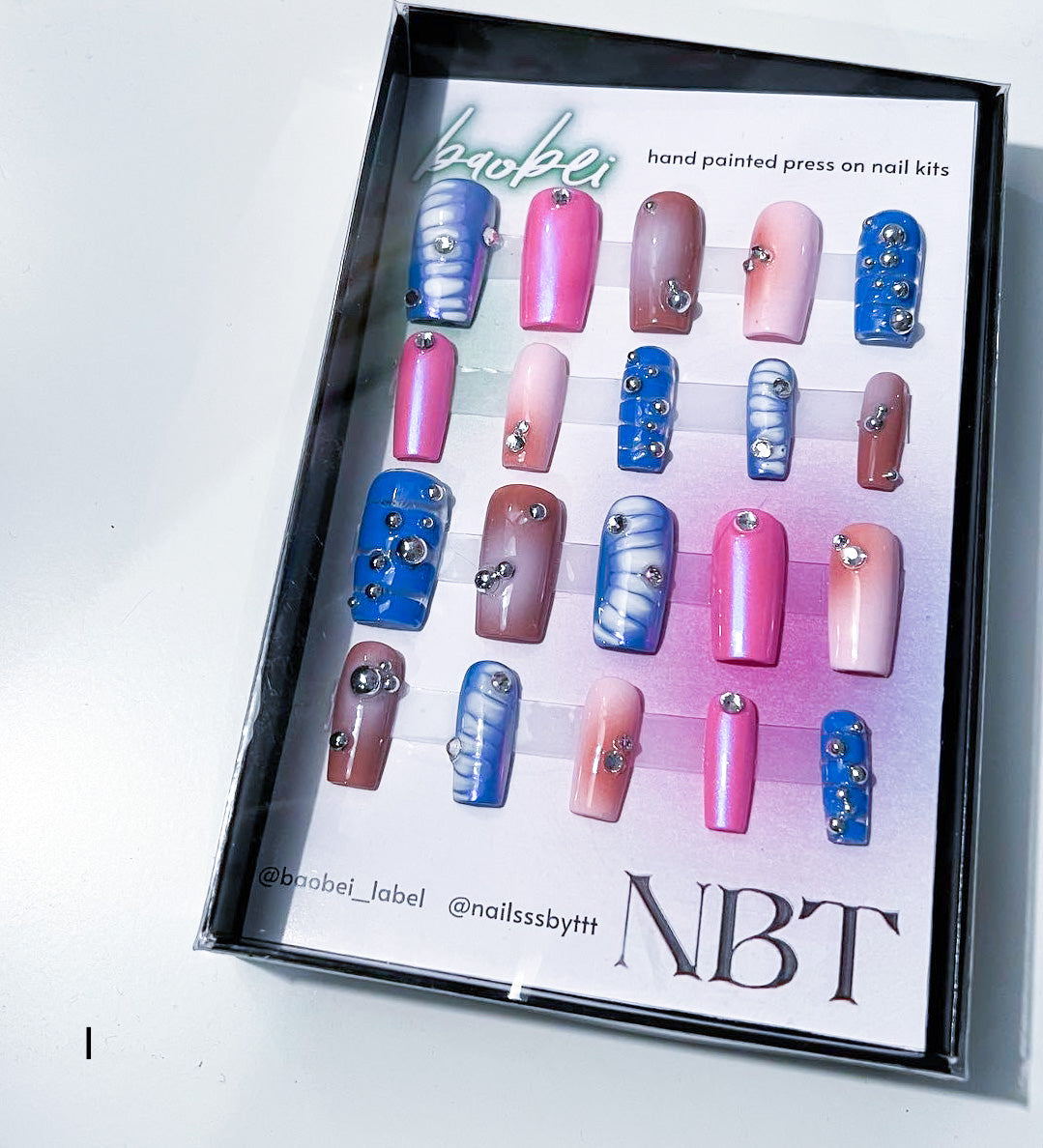 Colourful press on nails in packaging | Press on Nails | Nails By T | Baobei Label