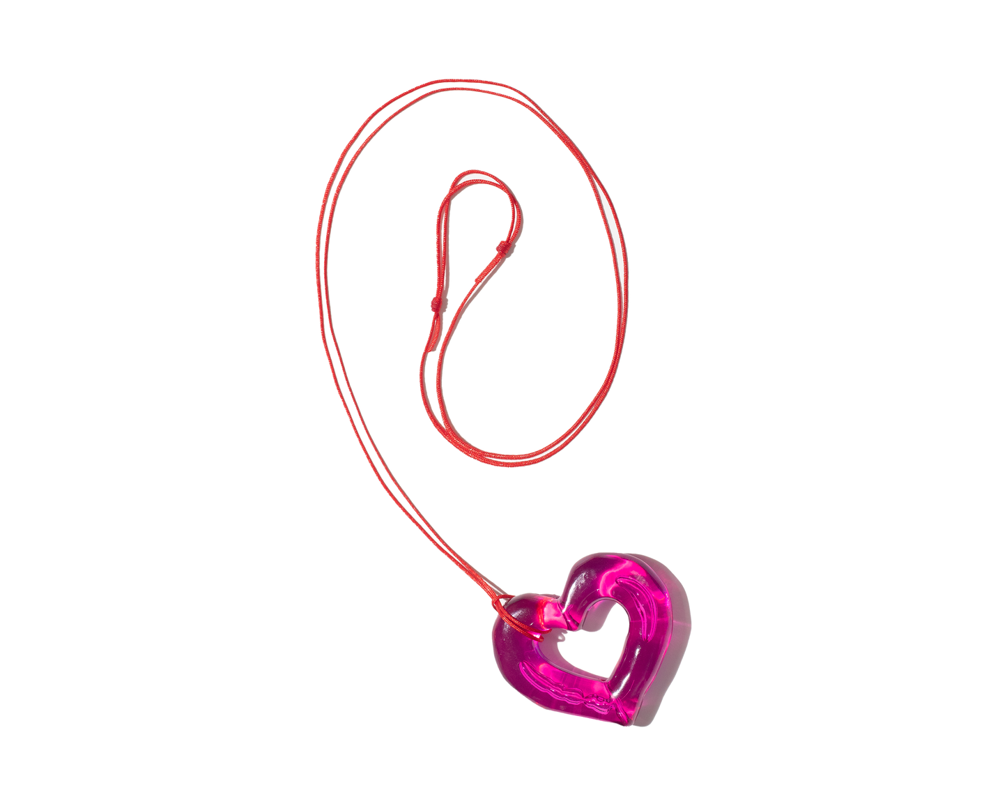 pink resin heart pendant with red belt string | Love U Pendant Belt Pink | Baobei Label