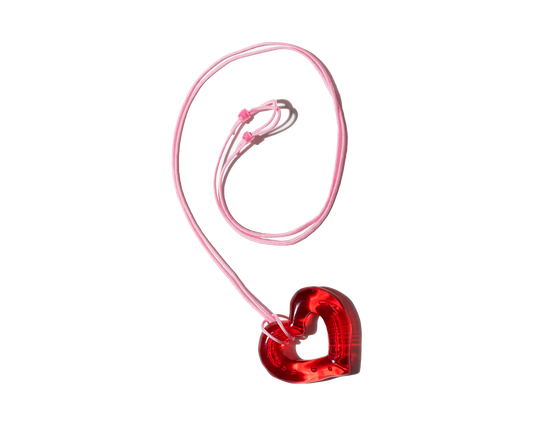 red resin heart pendant with pink belt string | Love U Pendant Belt Hurricane Red | Baobei Label