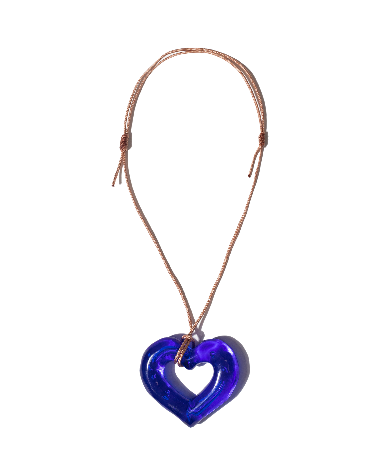 blue resin heart pendant with tan necklace string | Love U Pendant Blue | Baobei Label
