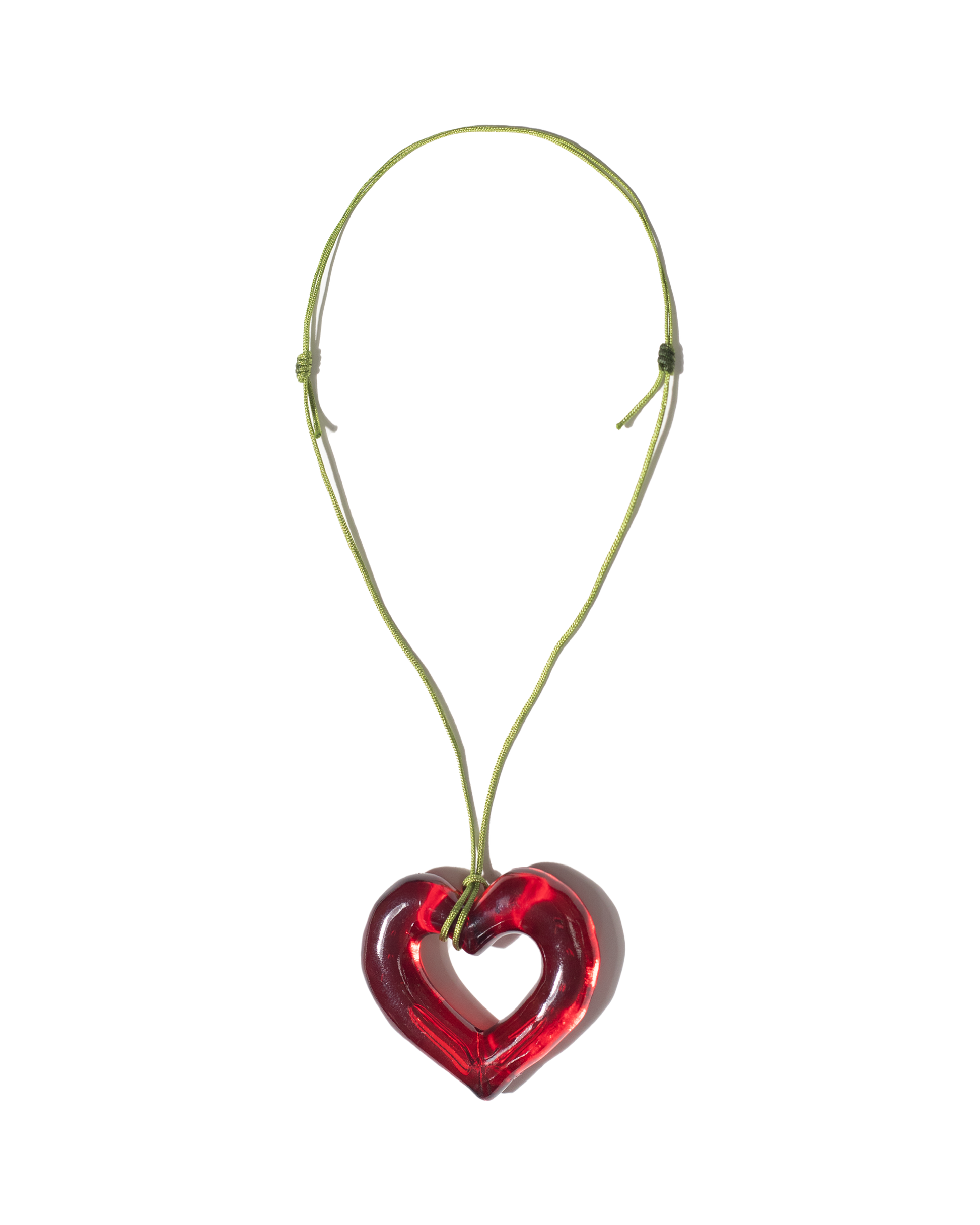 dark red resin heart pendant with green necklace string | Love U Pendant Red | Baobei Label