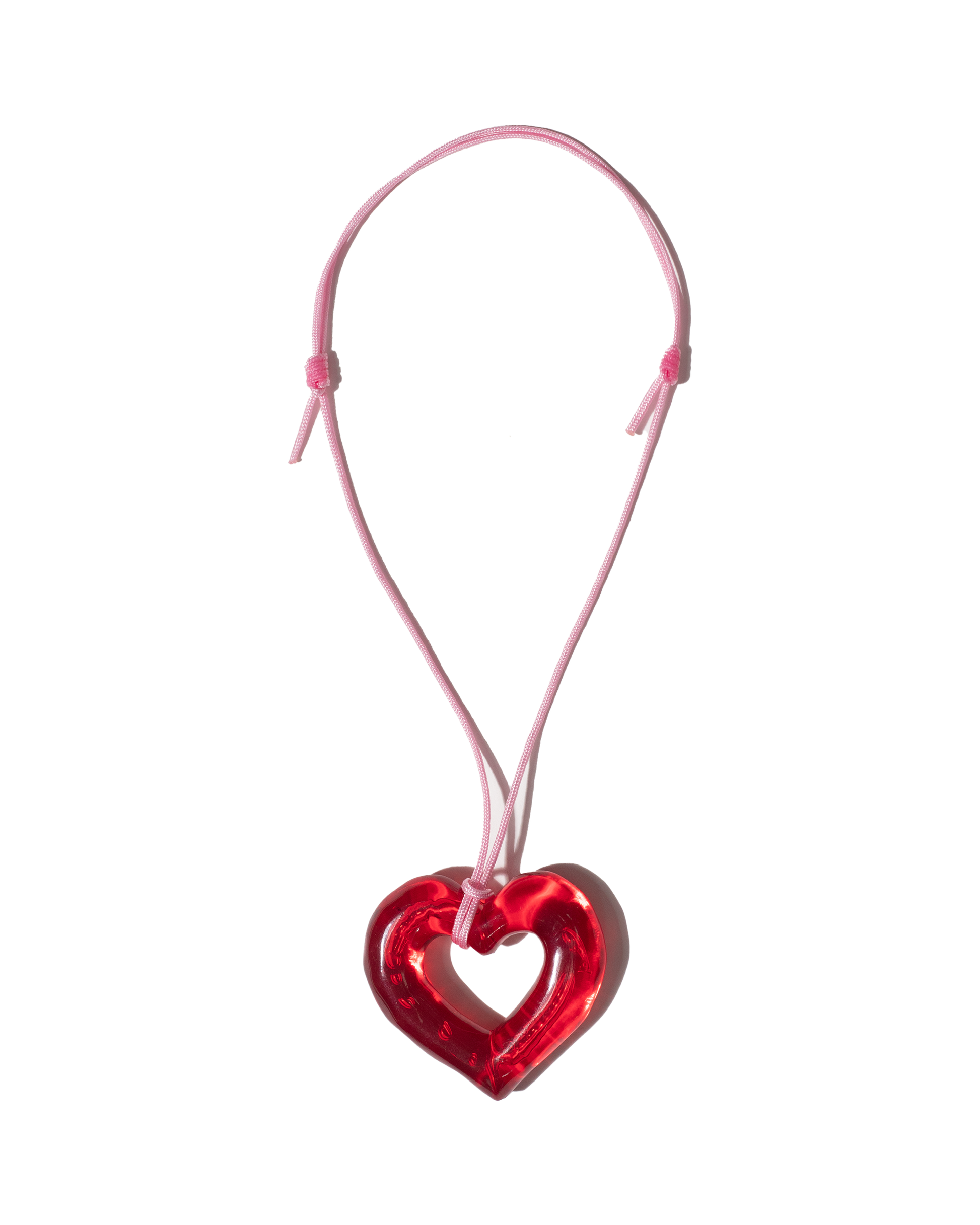 red resin heart pendant with pink necklace string| Love U Pendant Hurricane Red | Baobei Label
