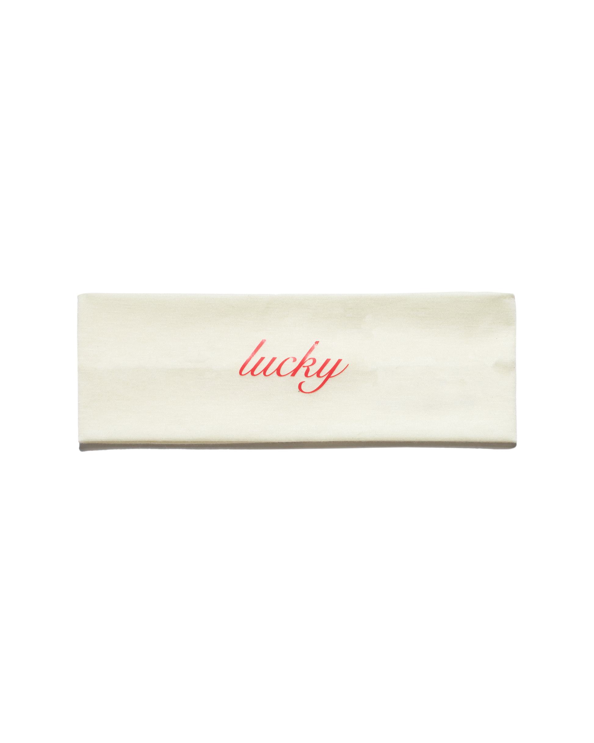 white headband with red linked text 'lucky' | Lucky Girl in Year of the Rabbit | White Headband | Baobei Label