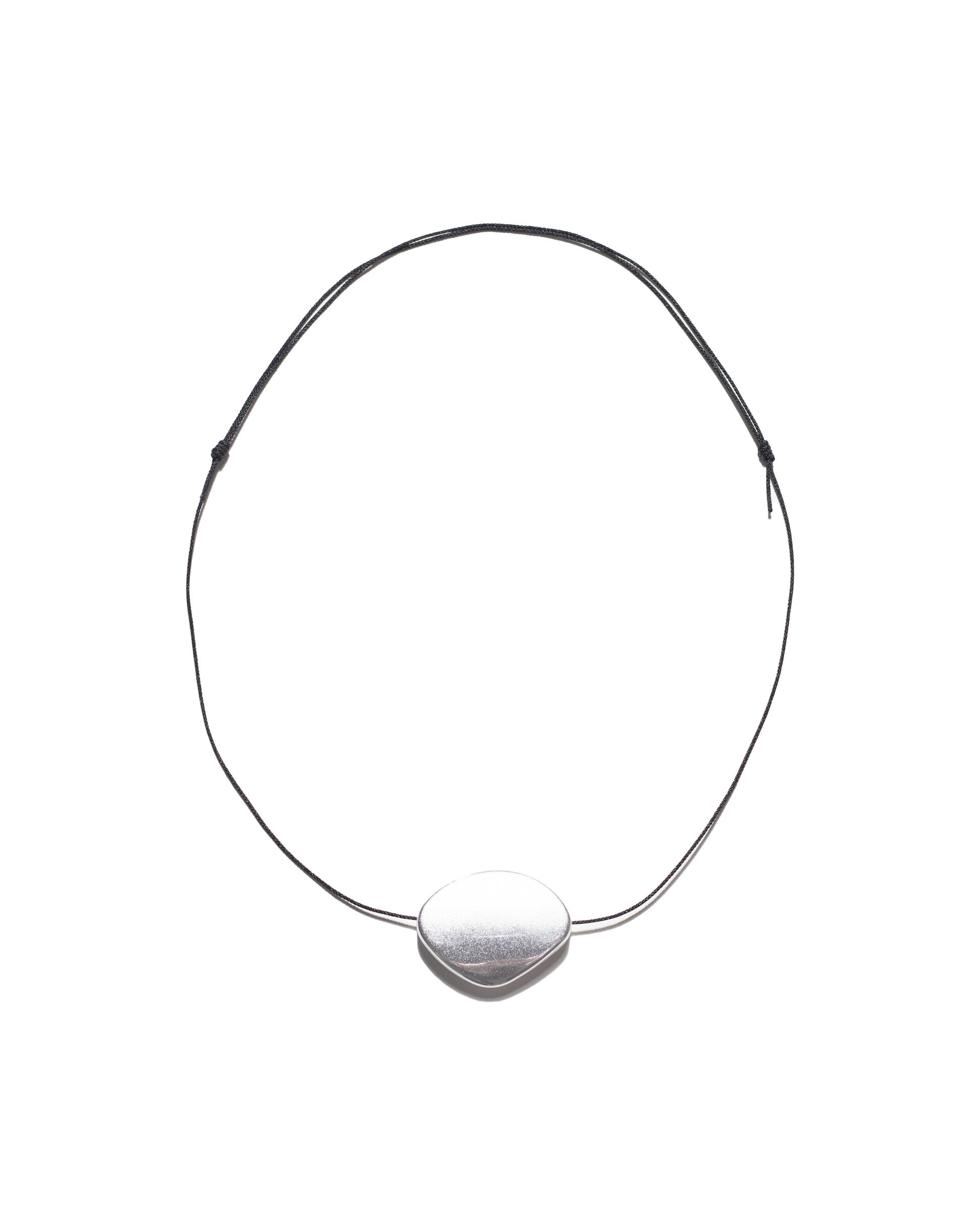 silver round stone like pendant on black necklace string | Sasa Pendant | Baobei Label