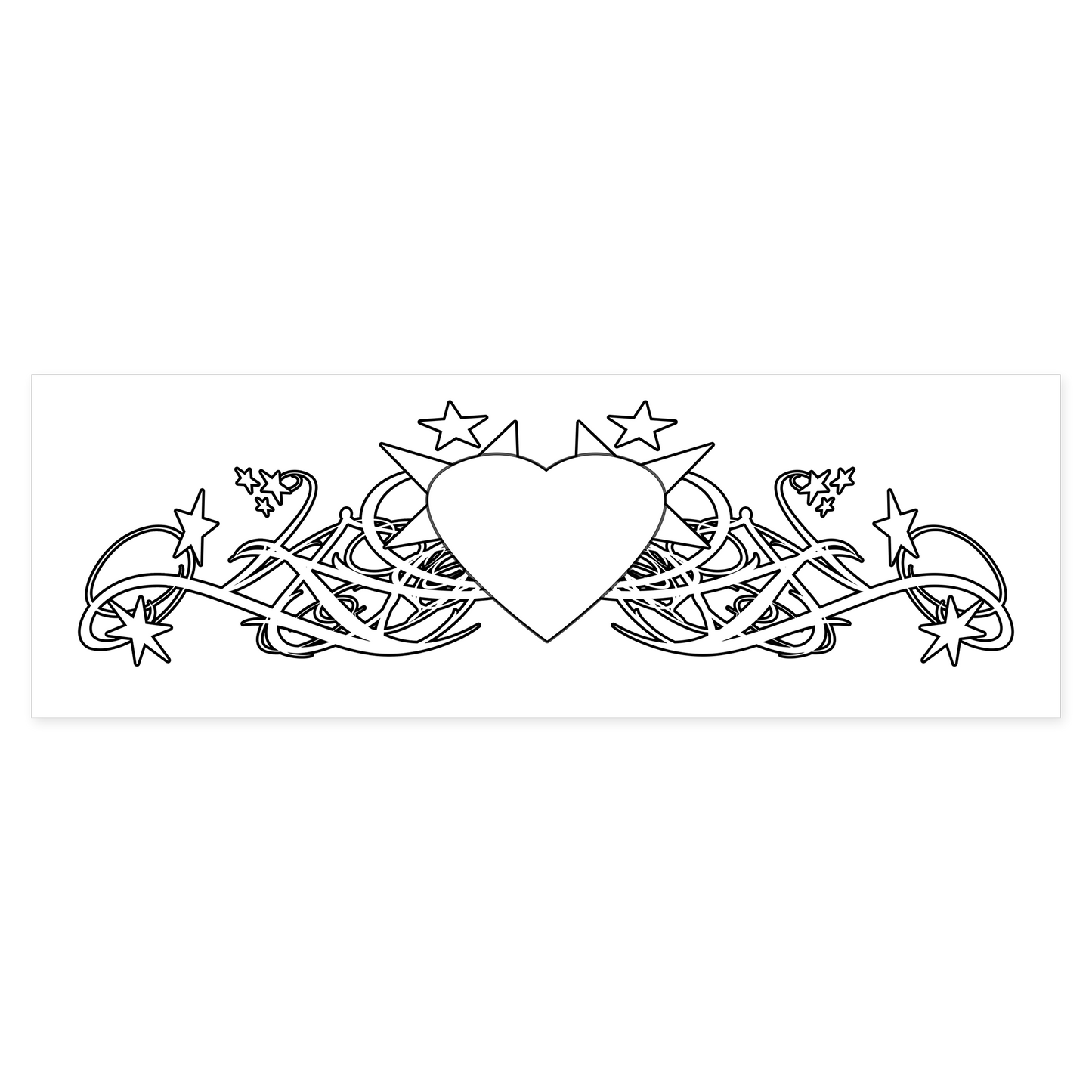 long tramp stamp sticker for the car in black in white, with hearts and stars | Car Tramp Stamp in Black & White | Baobei Label
