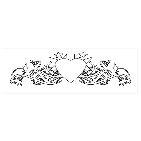 long tramp stamp sticker for the car in black in white, with hearts and stars | Car Tramp Stamp in Black & White | Baobei Label